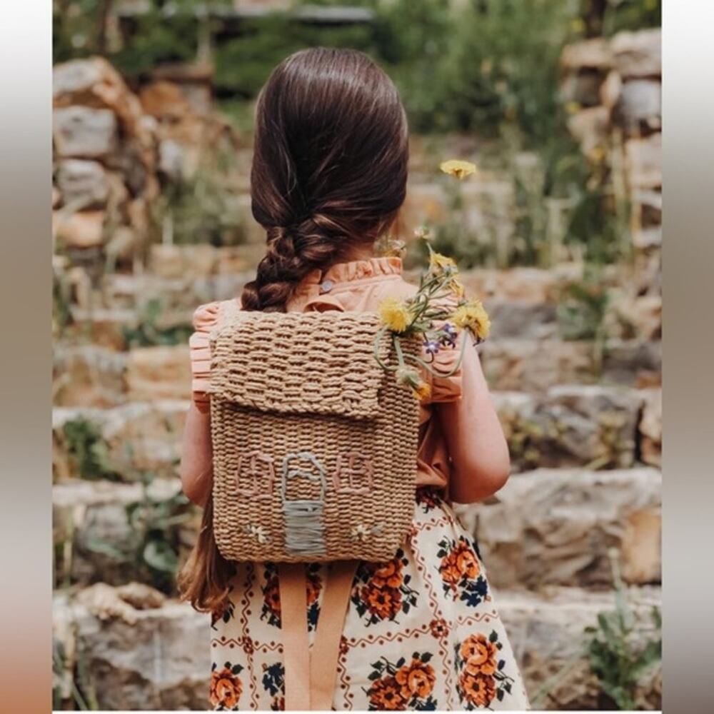 New Darling Little Cottage Shaped Woven Backpack